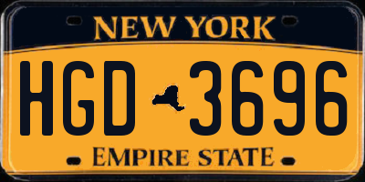 NY license plate HGD3696