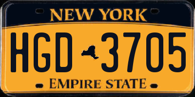 NY license plate HGD3705