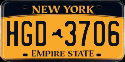 NY license plate HGD3706