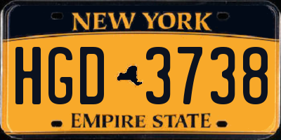 NY license plate HGD3738