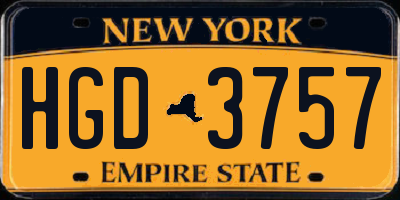 NY license plate HGD3757