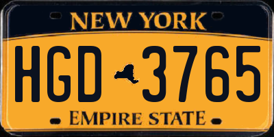 NY license plate HGD3765