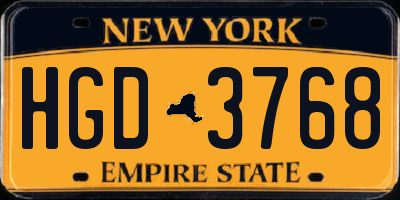NY license plate HGD3768