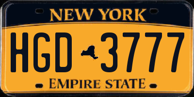 NY license plate HGD3777