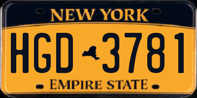 NY license plate HGD3781