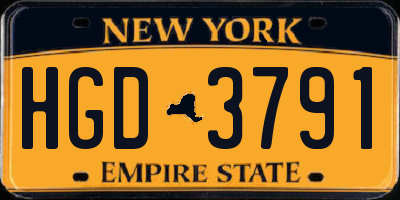 NY license plate HGD3791