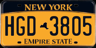 NY license plate HGD3805