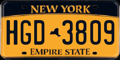 NY license plate HGD3809
