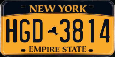 NY license plate HGD3814