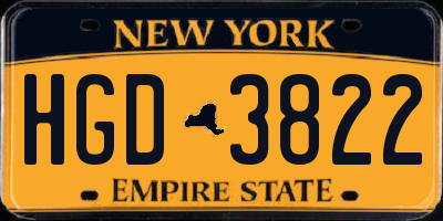 NY license plate HGD3822