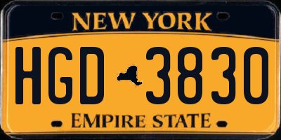 NY license plate HGD3830