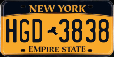 NY license plate HGD3838