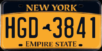 NY license plate HGD3841