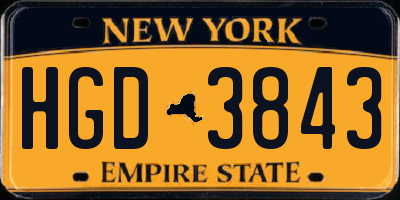 NY license plate HGD3843