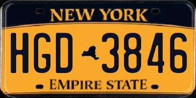 NY license plate HGD3846