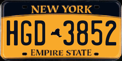 NY license plate HGD3852