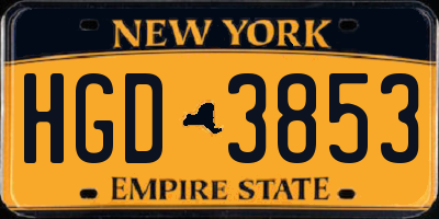 NY license plate HGD3853