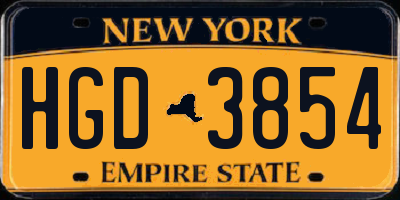 NY license plate HGD3854