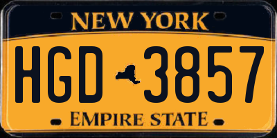 NY license plate HGD3857
