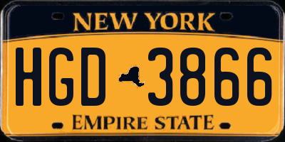 NY license plate HGD3866