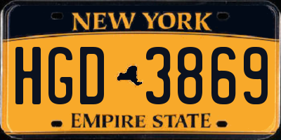 NY license plate HGD3869
