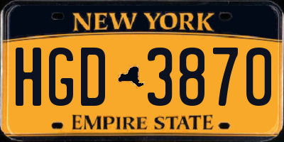 NY license plate HGD3870