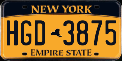 NY license plate HGD3875