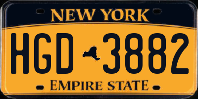 NY license plate HGD3882