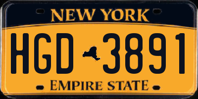 NY license plate HGD3891