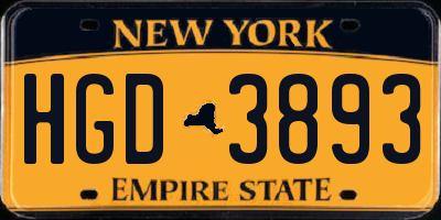 NY license plate HGD3893