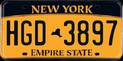 NY license plate HGD3897
