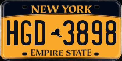 NY license plate HGD3898