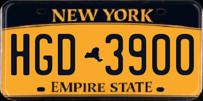 NY license plate HGD3900