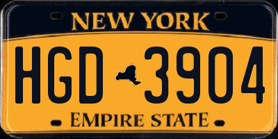 NY license plate HGD3904