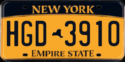 NY license plate HGD3910