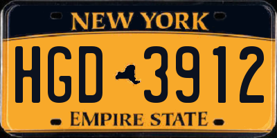 NY license plate HGD3912