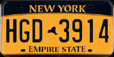 NY license plate HGD3914