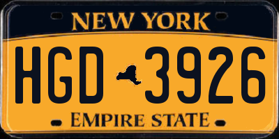 NY license plate HGD3926