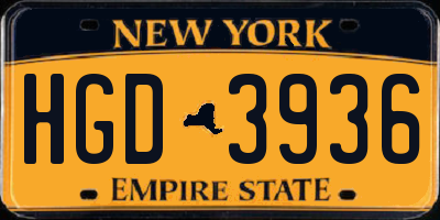 NY license plate HGD3936