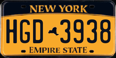 NY license plate HGD3938