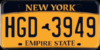 NY license plate HGD3949