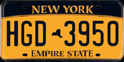 NY license plate HGD3950