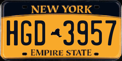 NY license plate HGD3957