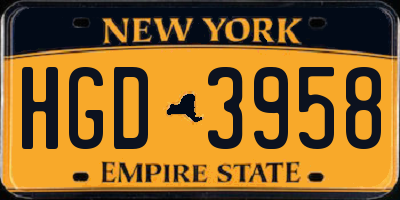NY license plate HGD3958