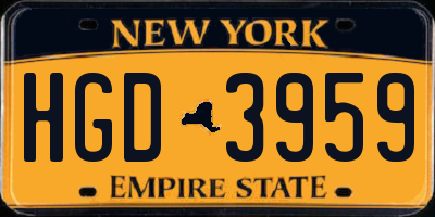 NY license plate HGD3959