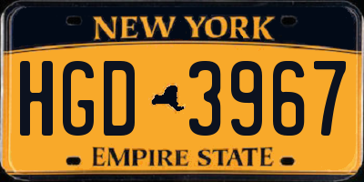 NY license plate HGD3967
