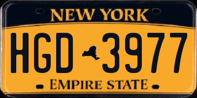NY license plate HGD3977