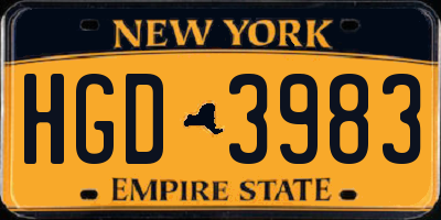 NY license plate HGD3983