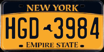 NY license plate HGD3984