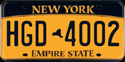 NY license plate HGD4002
